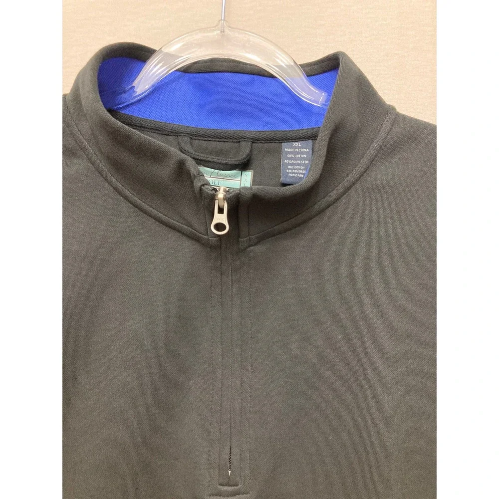 Alan Flusser Quarter Zip Pullover XXL Black Golf Active Mock Neck Sweatshirt